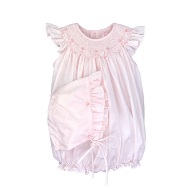 Bishop Smock Rosebud Bubble & Hat - White Farmhouse Flowers