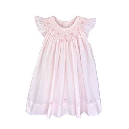Bishop Smock Rosebud Dress - White Farmhouse Flowers