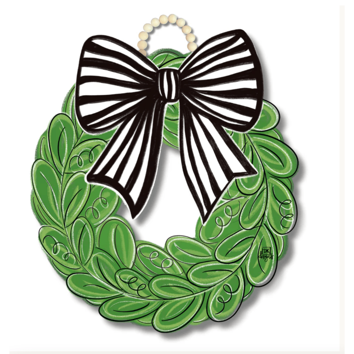Black and White Bow Wreath Door Hanger - White Farmhouse Flowers