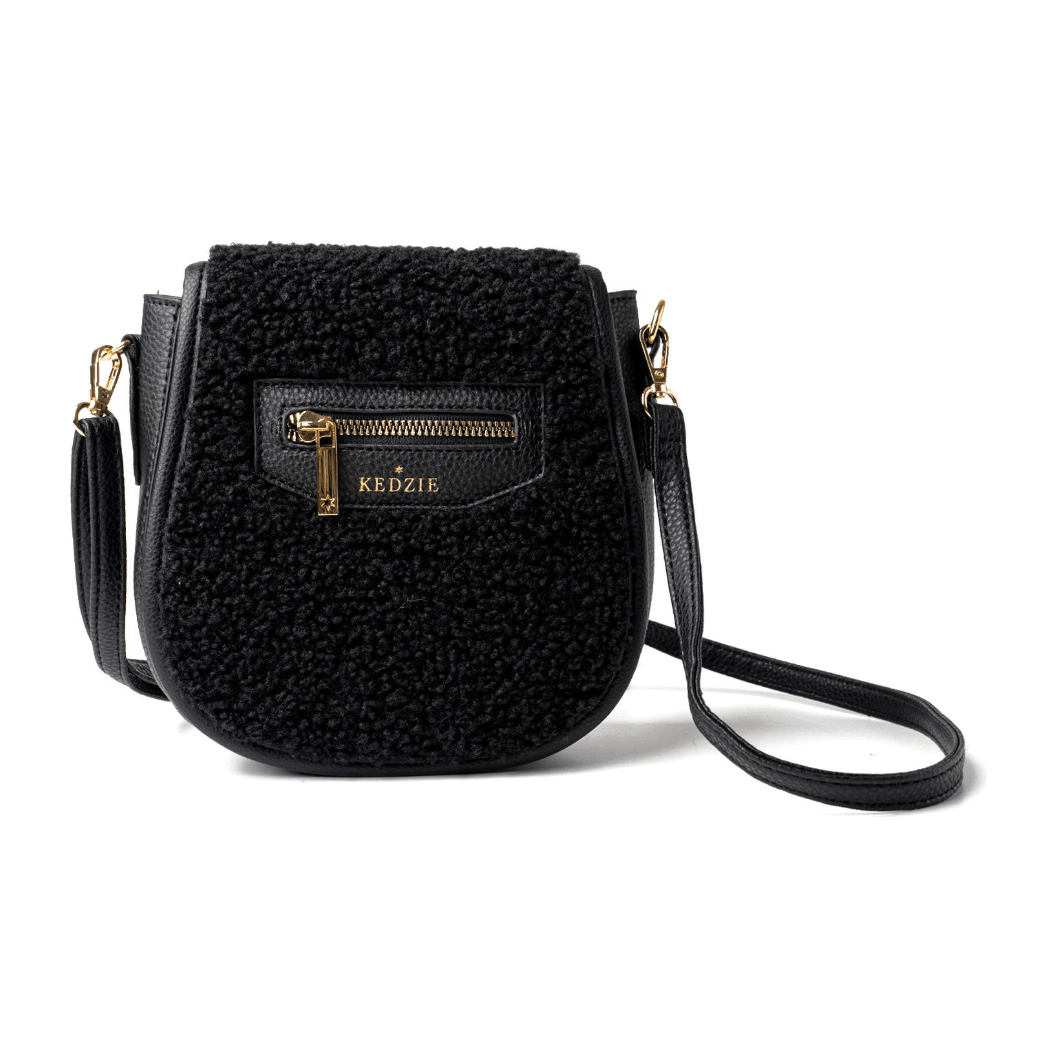 Black Sherpa Kedzie Fireside Camden Crossbody - White Farmhouse Flowers