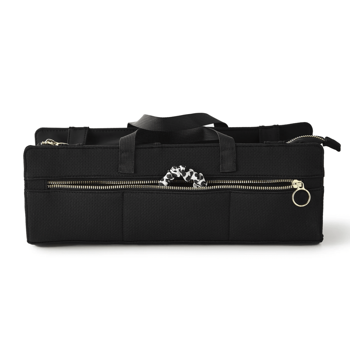 Black with Pink Interior Hair Tool Bag - White Farmhouse Flowers