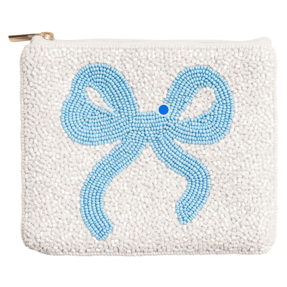 Blue Bow Beaded Case - White Farmhouse Flowers