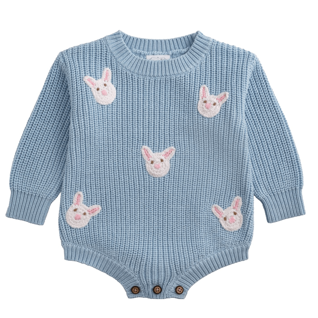 Blue Bunny Sweater Bubble - White Farmhouse Flowers