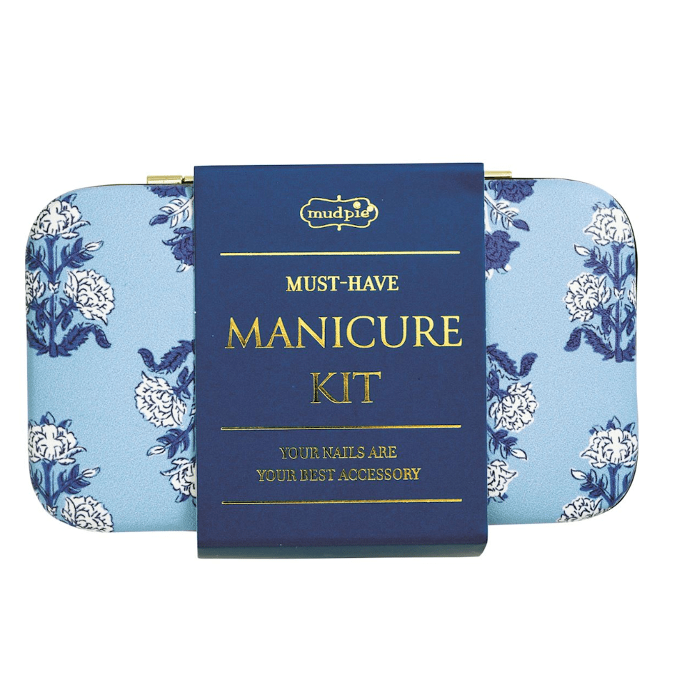 Blue Manicure Kit - White Farmhouse Flowers
