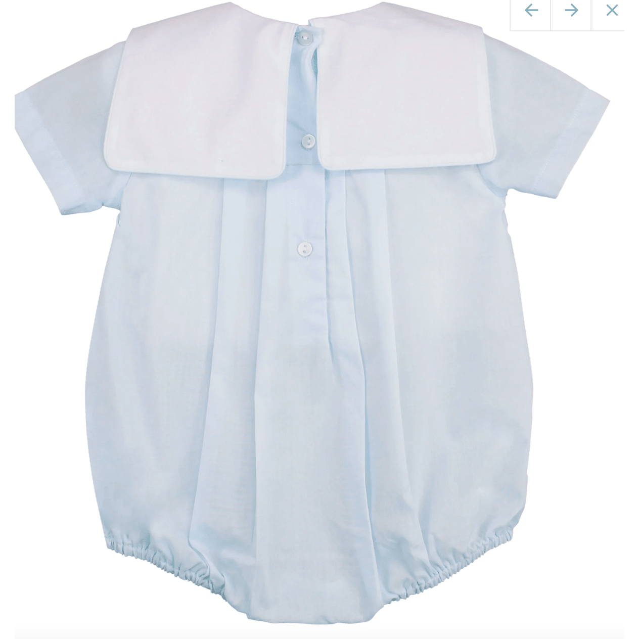 Blue Romper and Hat With Train Embroidery - White Farmhouse Flowers