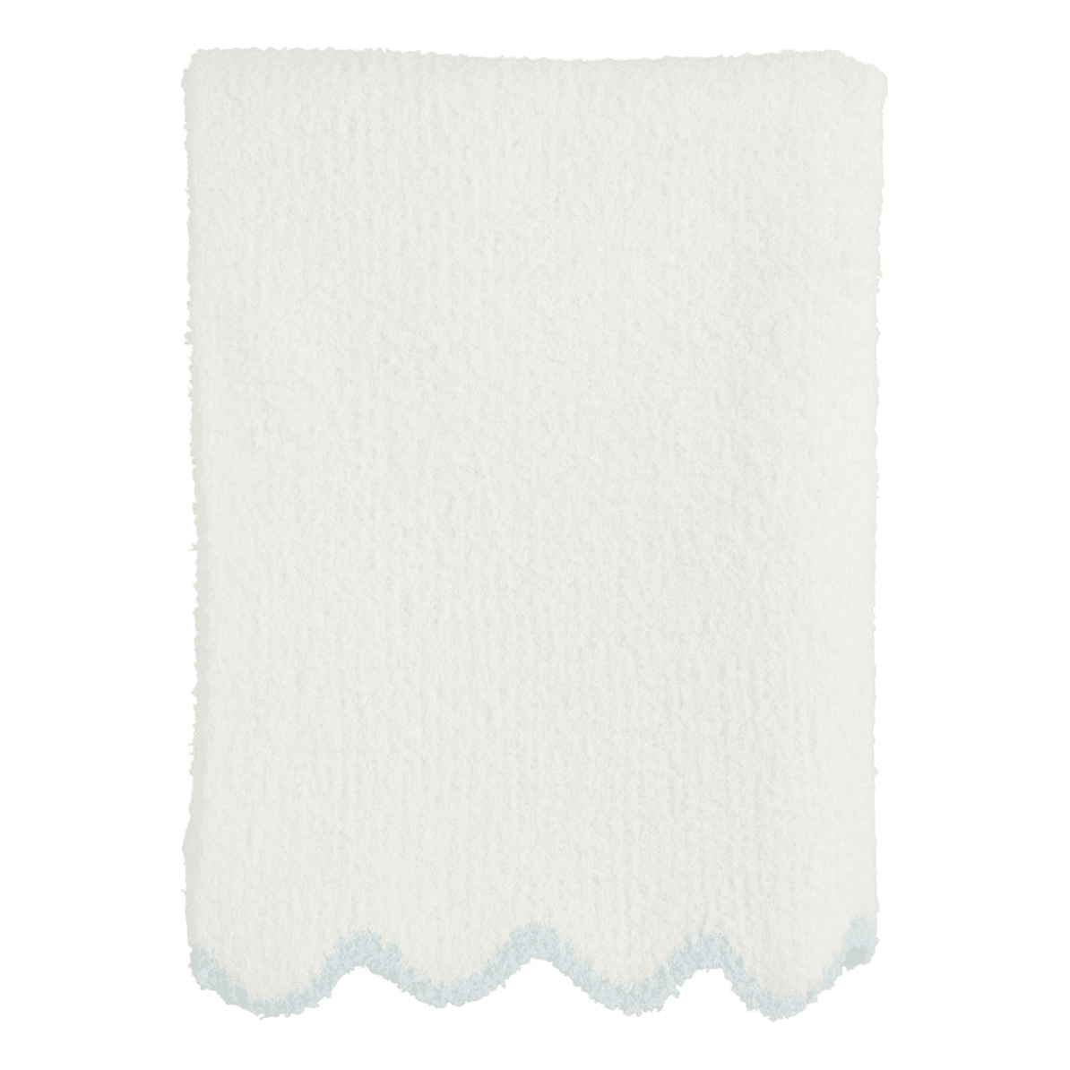 Blue Scallop Chenille Blanket - White Farmhouse Flowers