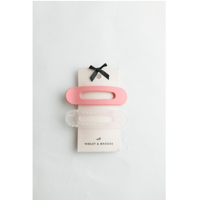 Blush and Clear Banana Clip Pair - White Farmhouse Flowers