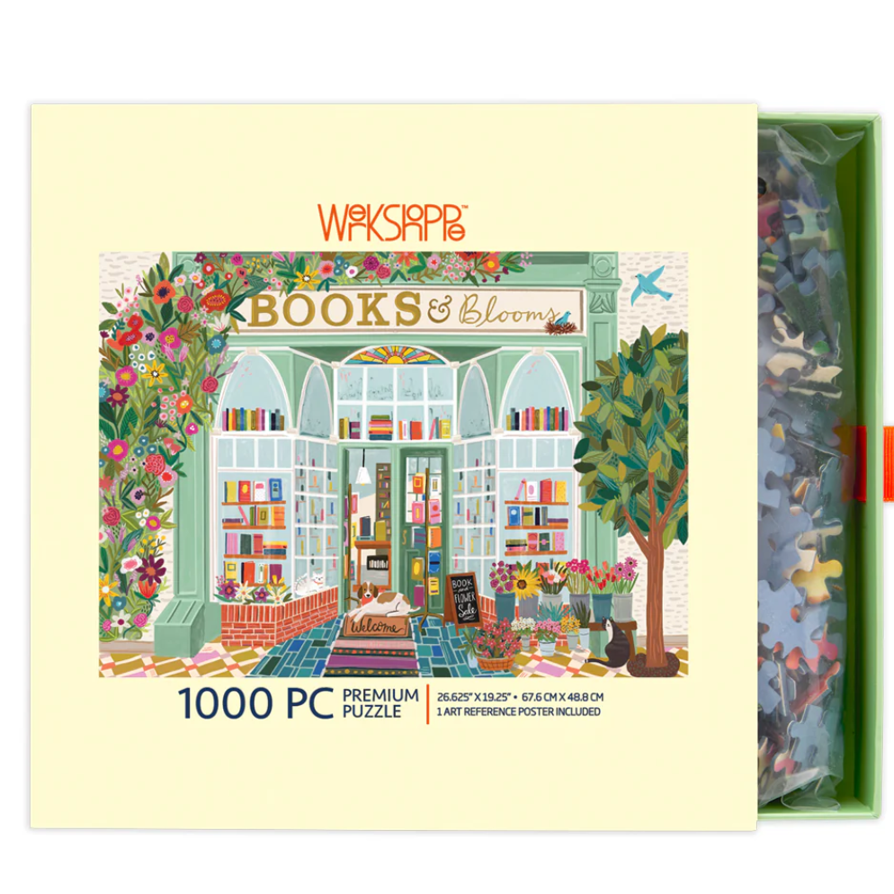 Books and Blooms 1,000 Piece Puzzle - White Farmhouse Flowers