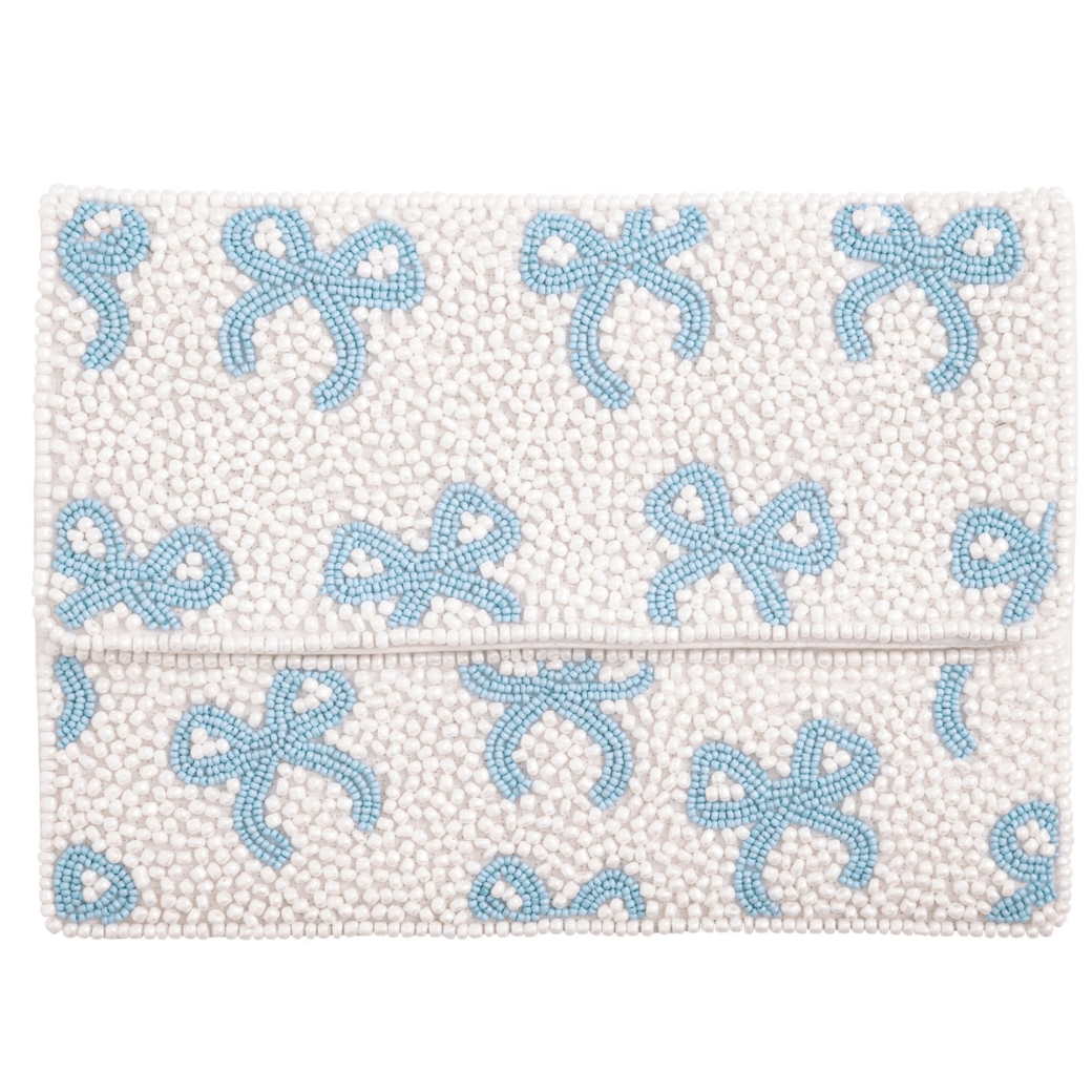 Bow Beaded Clutch - White Farmhouse Flowers