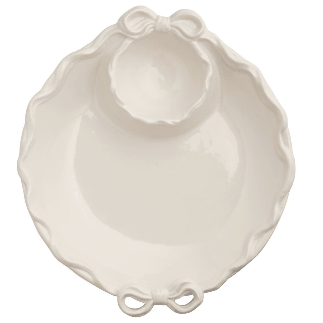 Bow Chip and Dip Set - White Farmhouse Flowers