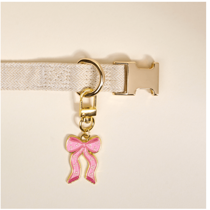 Bow Pink Pawfect Collar Charm - White Farmhouse Flowers