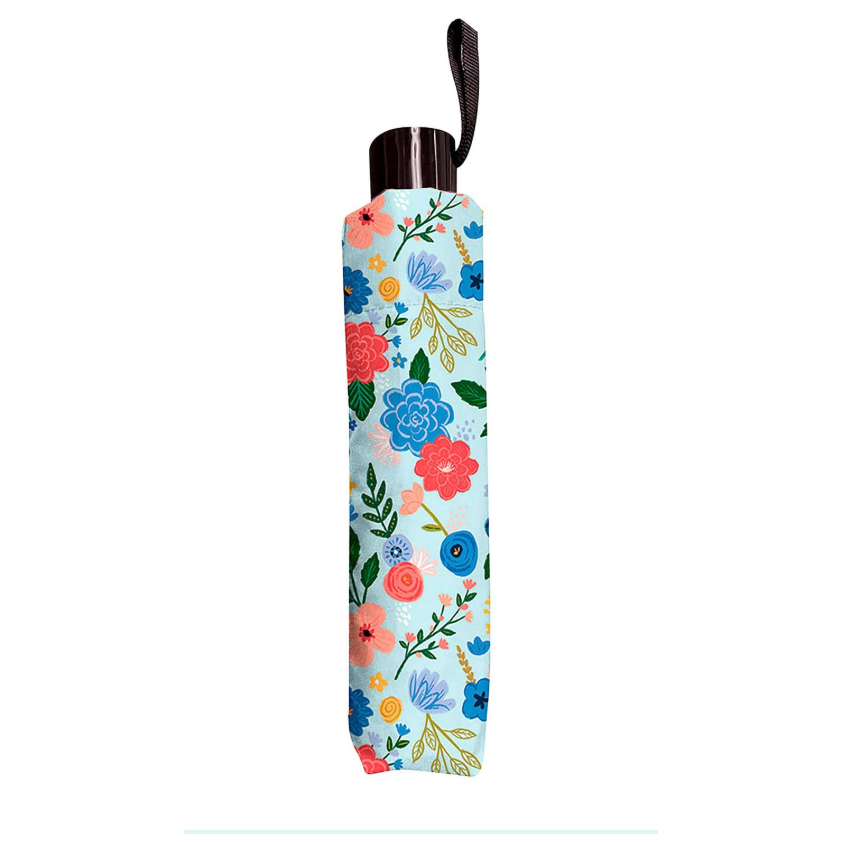 Bursting Blossoms Compact Manual Umbrella - White Farmhouse Flowers