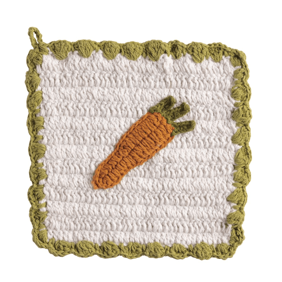 Carrot Crochet Pot Holder - White Farmhouse Flowers