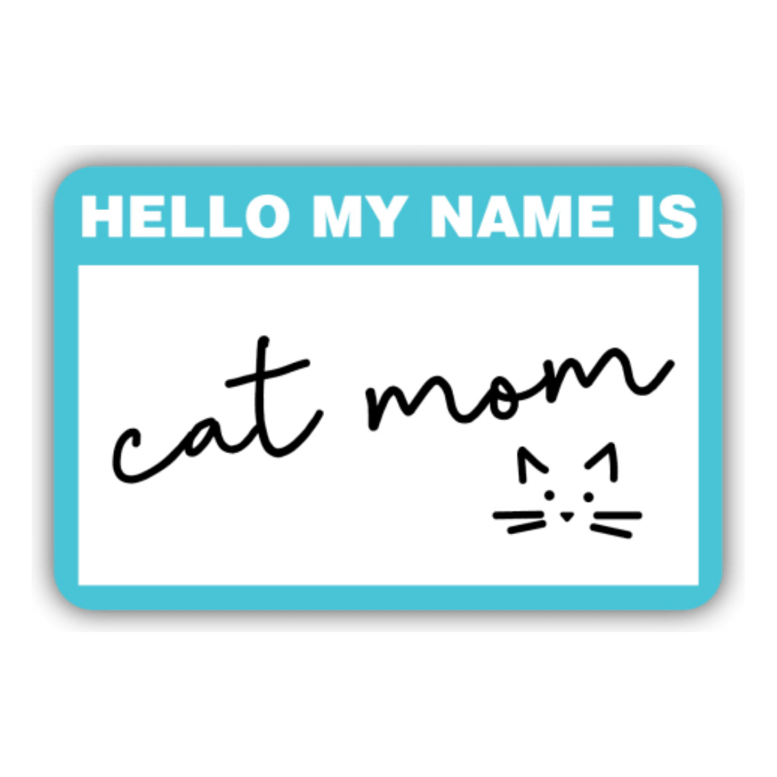 Cat Mom Nametag Sticker - White Farmhouse Flowers