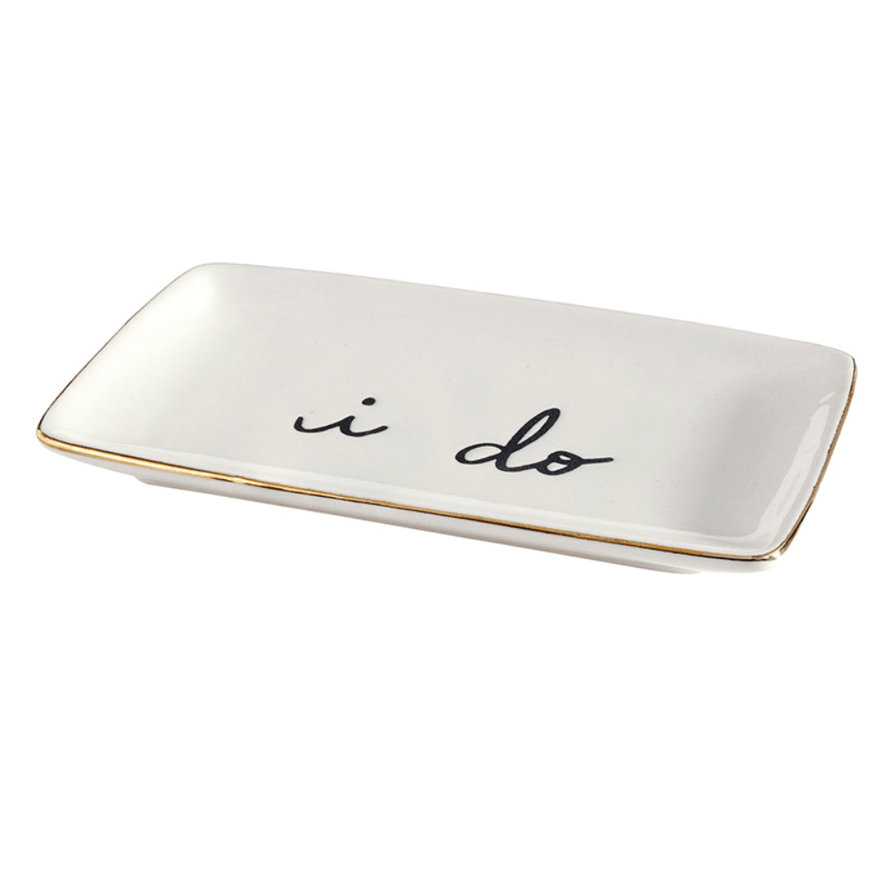 Ceramic Trinket Tray - I Do - White Farmhouse Flowers