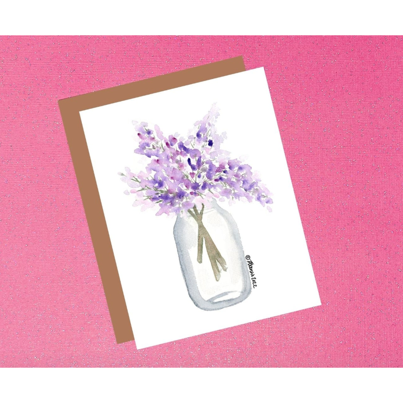 Watercolor Lilac Bouquet Greeting Card