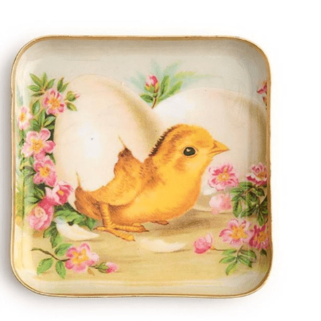 Chick and Egg Metal Tray - White Farmhouse Flowers