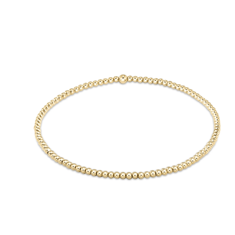 Classic Gold 2mm Bead Bracelet - White Farmhouse Flowers