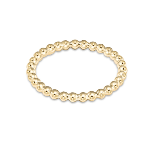 Classic Gold 2mm Bead Ring - White Farmhouse Flowers