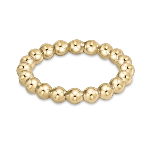 Classic Gold 3mm Bead Ring - White Farmhouse Flowers