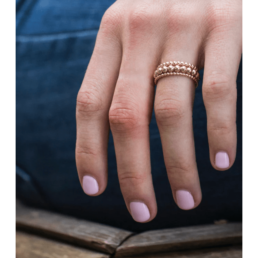 Classic Gold 3mm Bead Ring - White Farmhouse Flowers