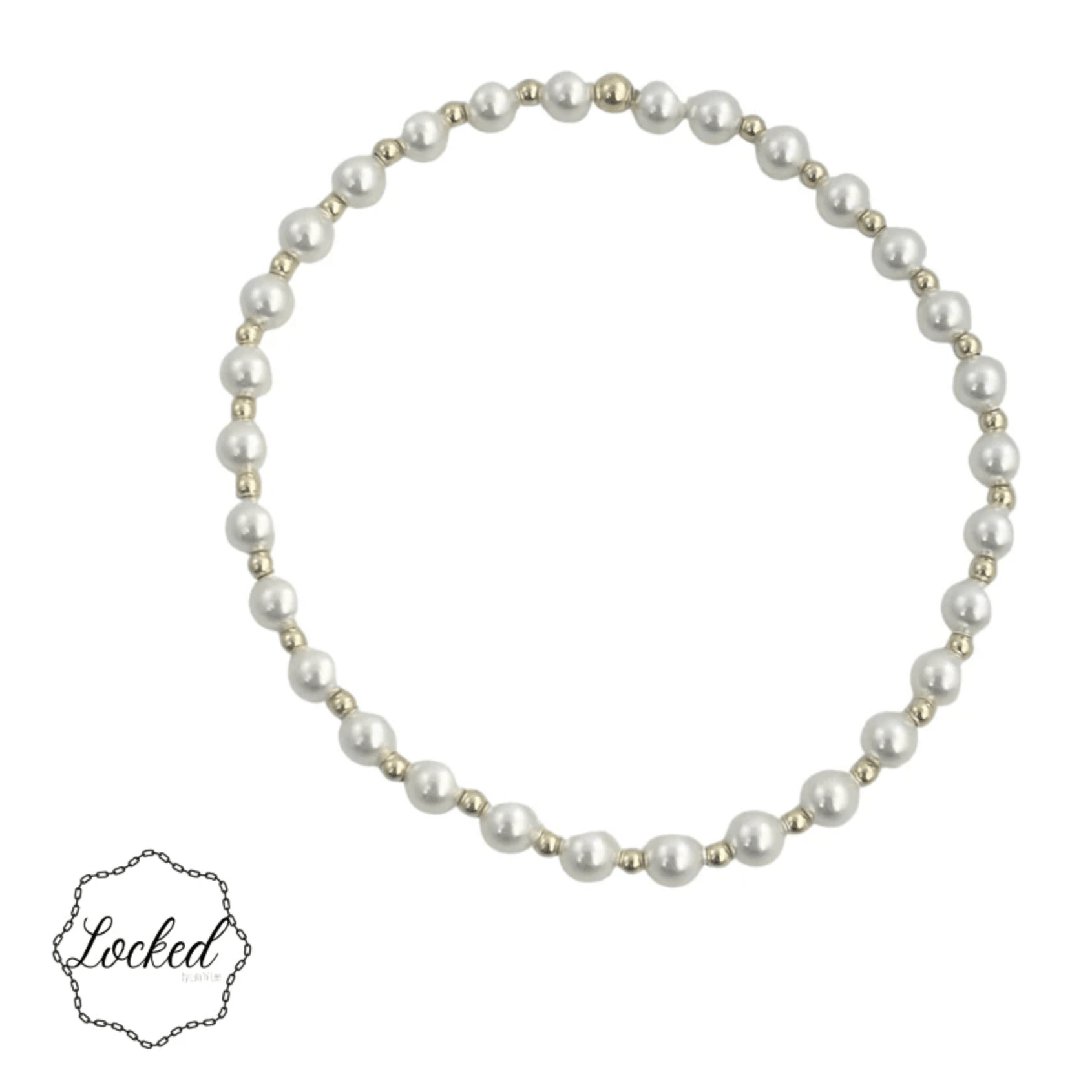Classic Gold Filled and Mother of Pearl Bracelet - White Farmhouse Flowers