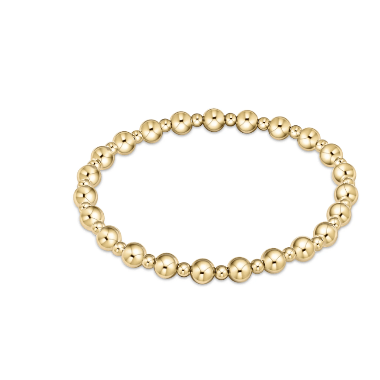 Classic Grateful Pattern 5mm Bead Bracelet - Gold - White Farmhouse Flowers