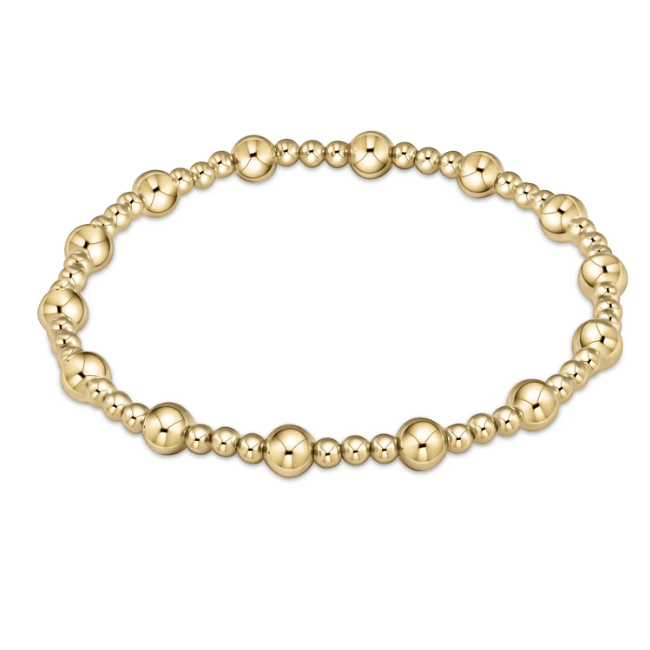 Classic Sincerity Pattern 5mm Bead Bracelet - Gold - White Farmhouse Flowers