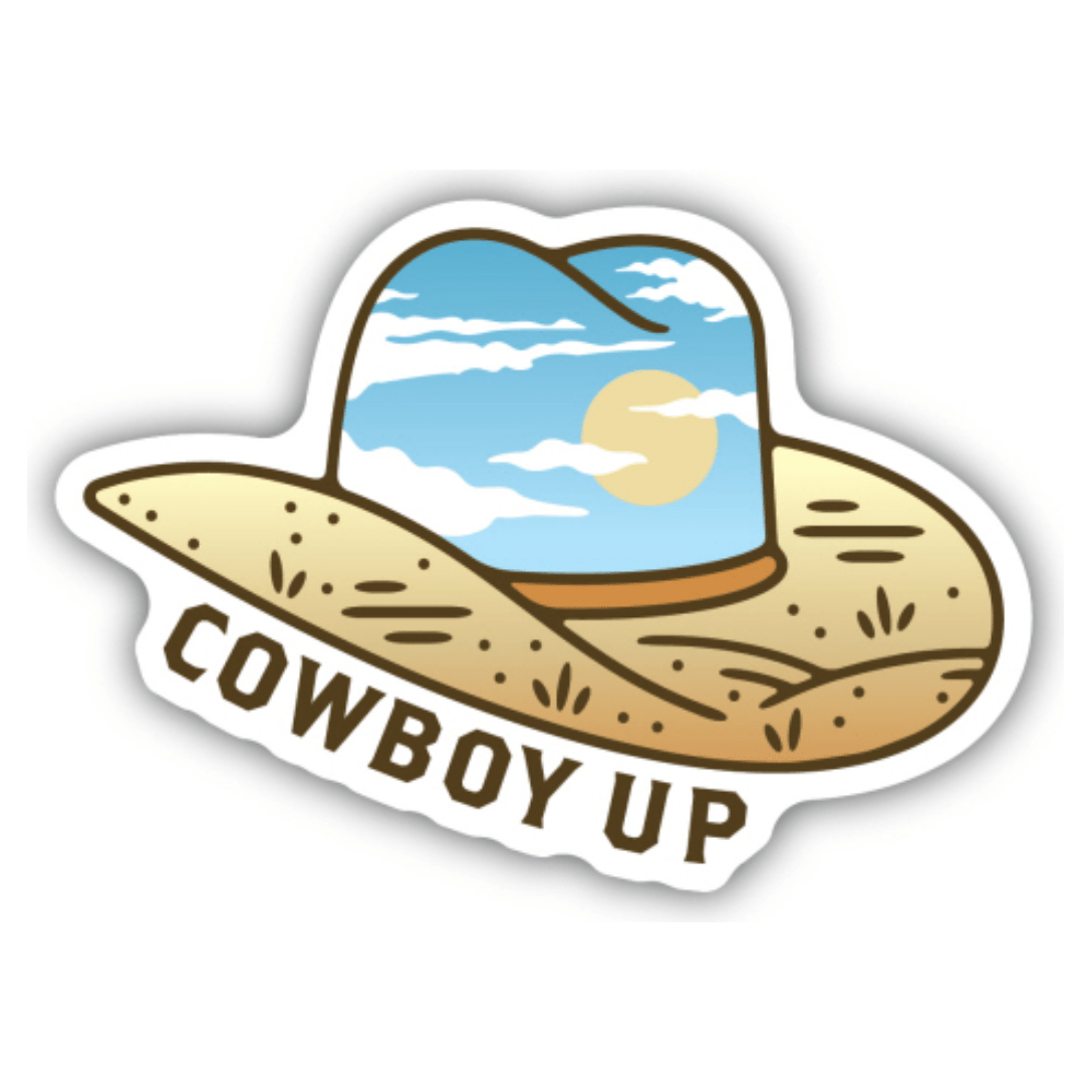 Cowboy Up Cowboy Hat Sticker - White Farmhouse Flowers