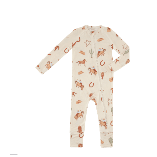 Cozy Cowboy Romper - White Farmhouse Flowers