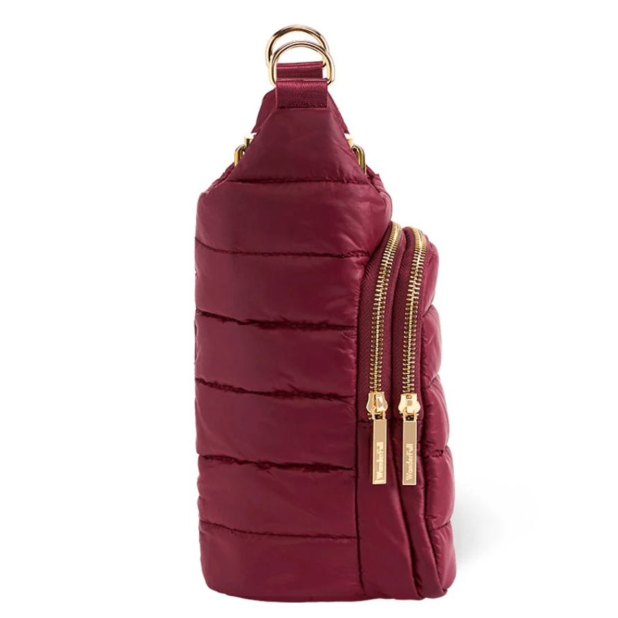 Dark Cherry HydroBag with with Cherry and Black Striped Strap - White Farmhouse Flowers