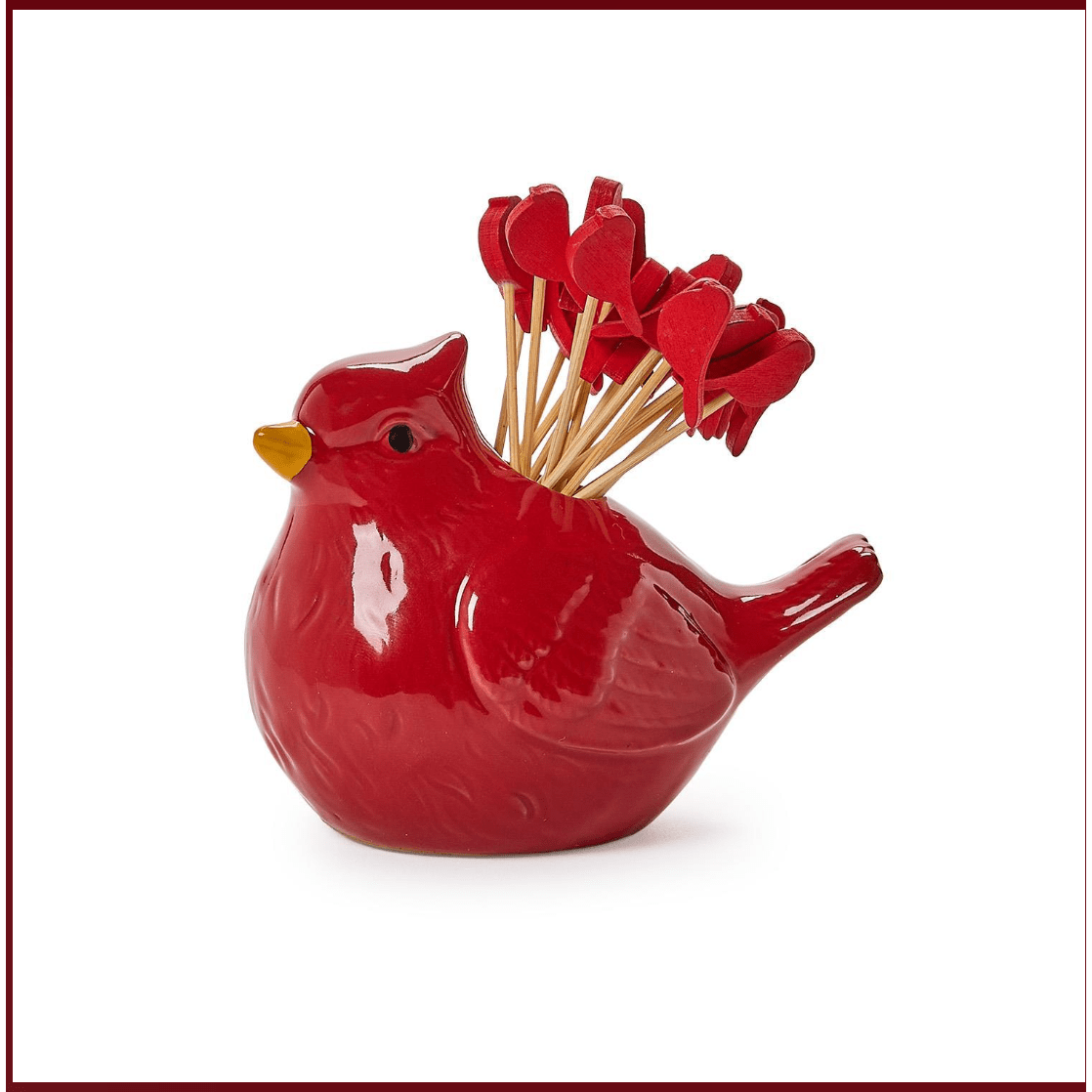 Deck the Halls Cardinal Pick Holder - White Farmhouse Flowers