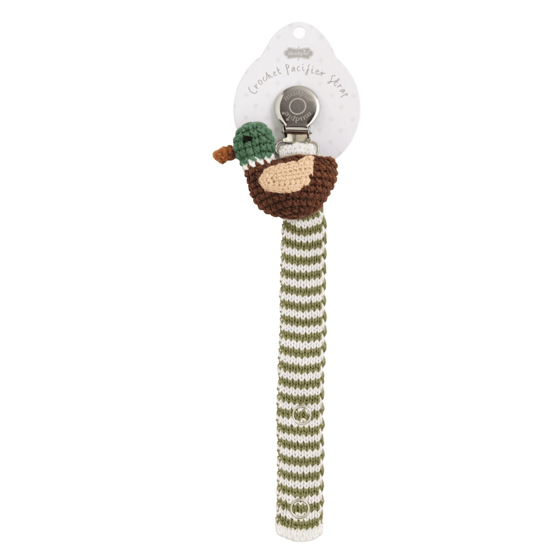Duck Crochet Pacifier Strap - White Farmhouse Flowers