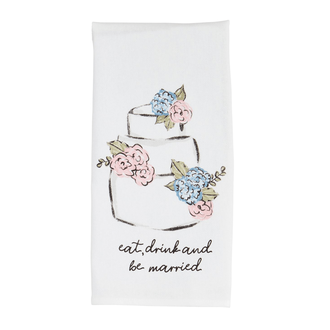 Eat Drink Cotton Hand Towel - White Farmhouse Flowers