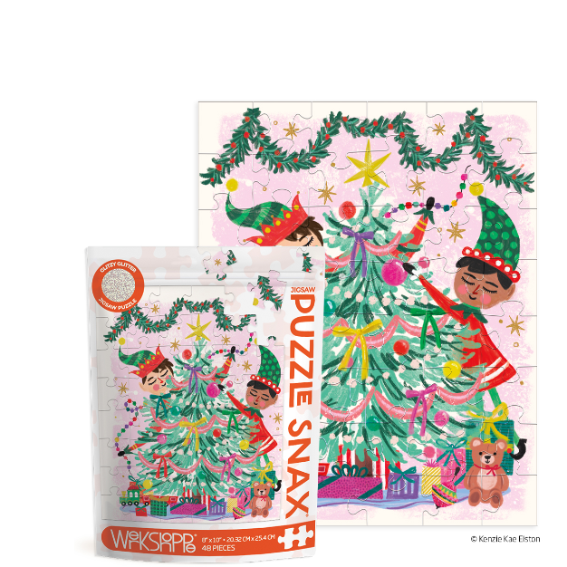 Elfing Around 48 Piece Puzzle Snax - White Farmhouse Flowers