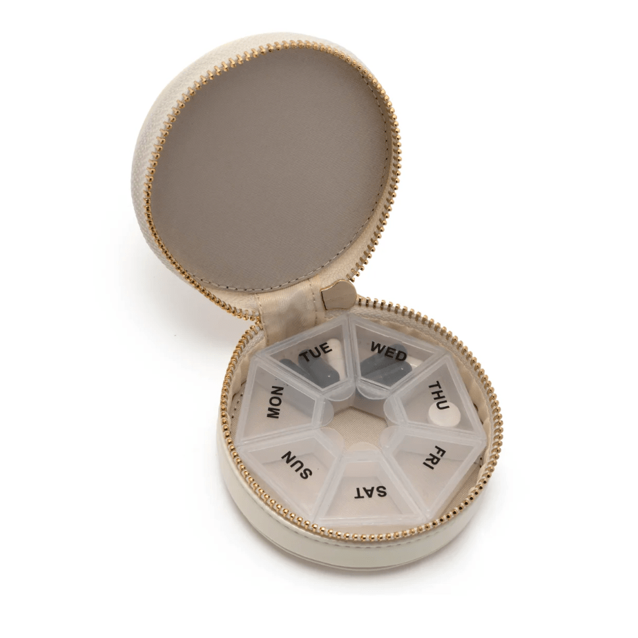 Emergency Daily Pill Case - White Farmhouse Flowers