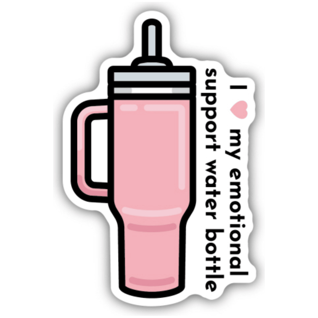 Emotional Support Water Bottle Pink Sticker - White Farmhouse Flowers