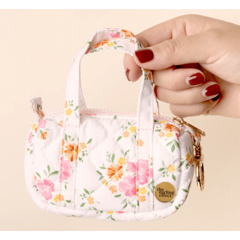 Endless Daydream Cream Itty Bitty Duffle Bag Charm - White Farmhouse Flowers