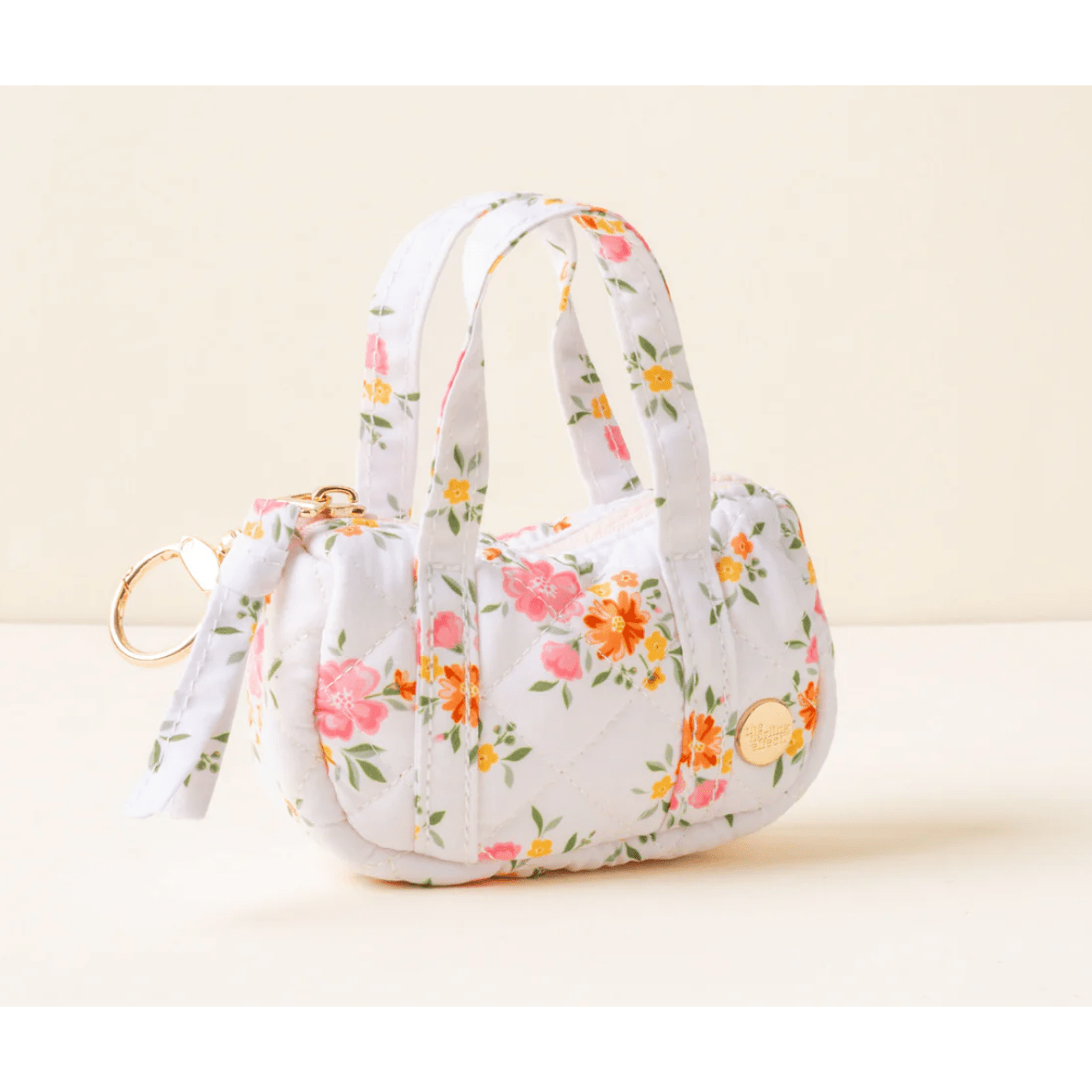 Endless Daydream Cream Itty Bitty Duffle Bag Charm - White Farmhouse Flowers