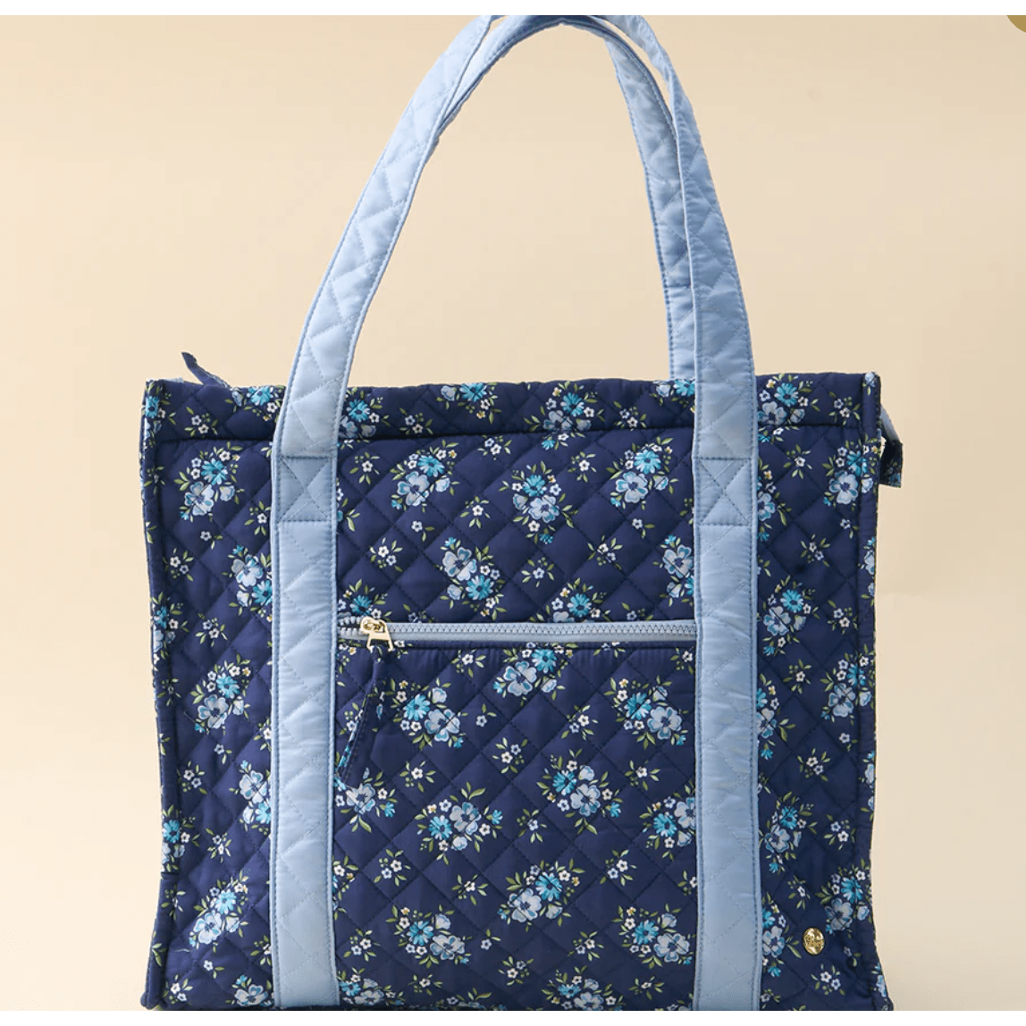 Endless Daydream Navy The Everyday Quilted Tote Bag - White Farmhouse Flowers