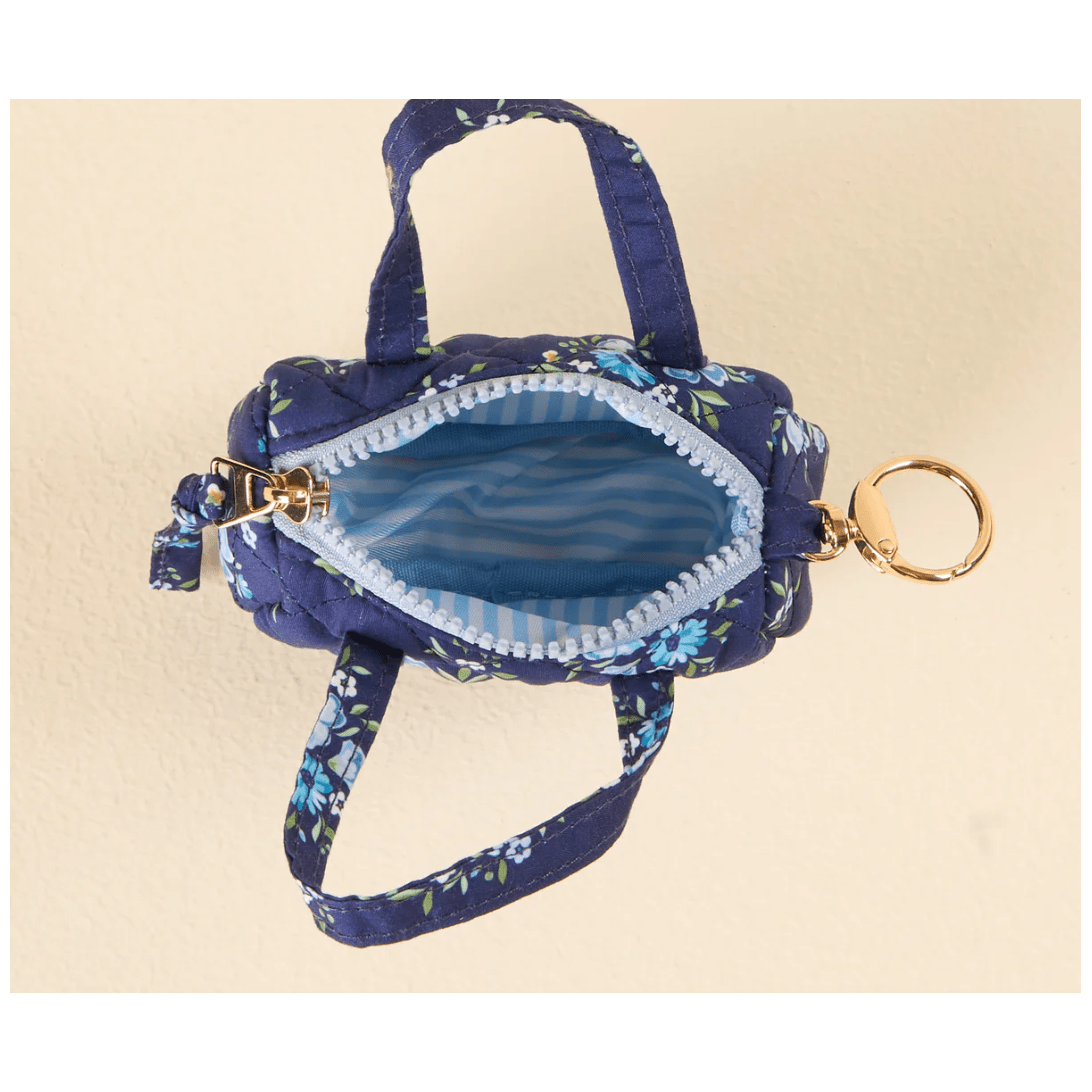 Endless Dream Navy Itty Bitty Duffle Bag Charm - White Farmhouse Flowers