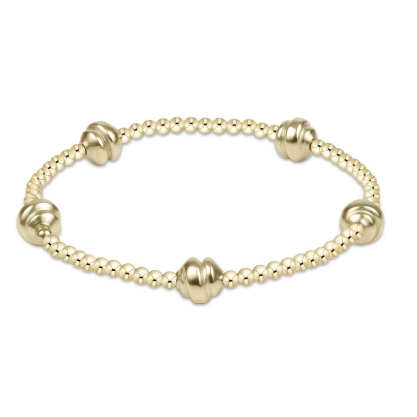 eNewton Admire Small Gold 2.5mm Gold Bracelet - White Farmhouse Flowers