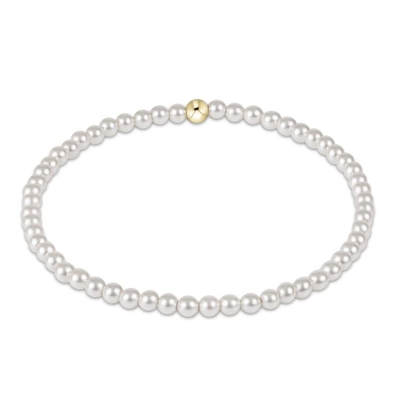 eNewton Classic Pearl 3mm Bracelet - White Farmhouse Flowers