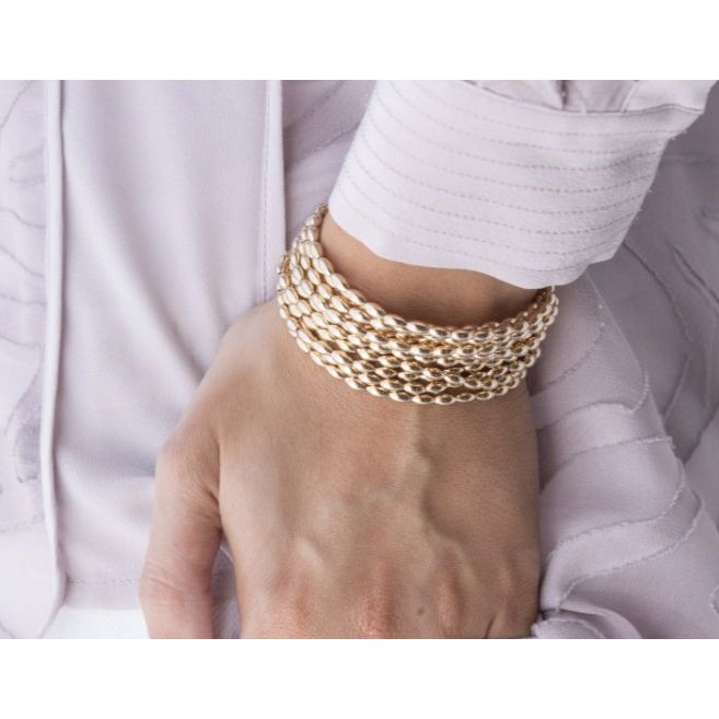 eNewton Harmony Small Gold Bracelet (BHARSMG) - White Farmhouse Flowers