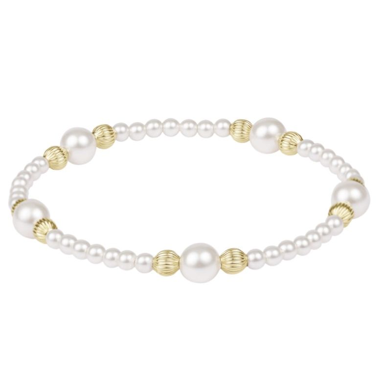 eNewton Purpose Pearl 6mm Dignity Pearl Bracelet - White Farmhouse Flowers