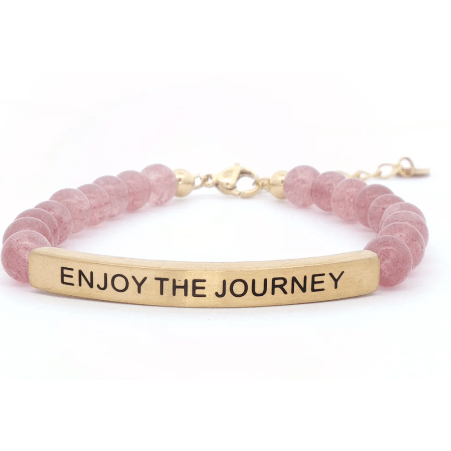 Enjoy the Journey Pink Quartz Bracelet - White Farmhouse Flowers