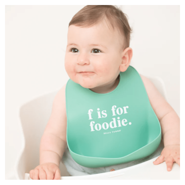 f is for foodie Wonder Bib - White Farmhouse Flowers