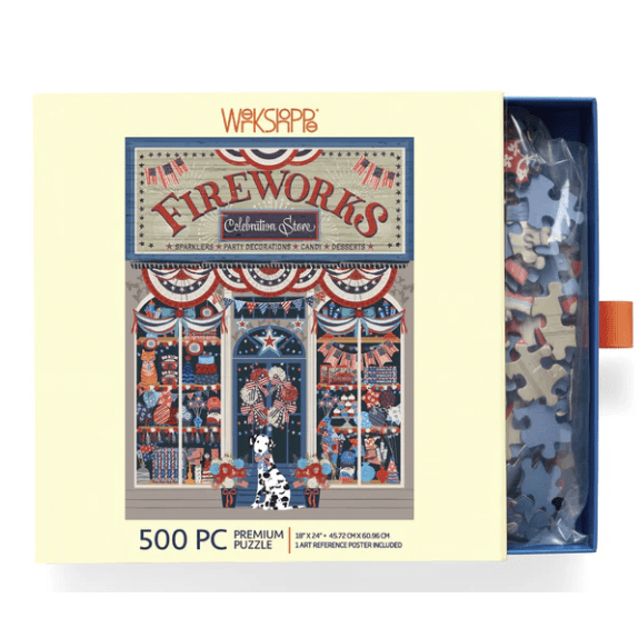 Flags and Fireworks 500 Piece Puzzle - White Farmhouse Flowers