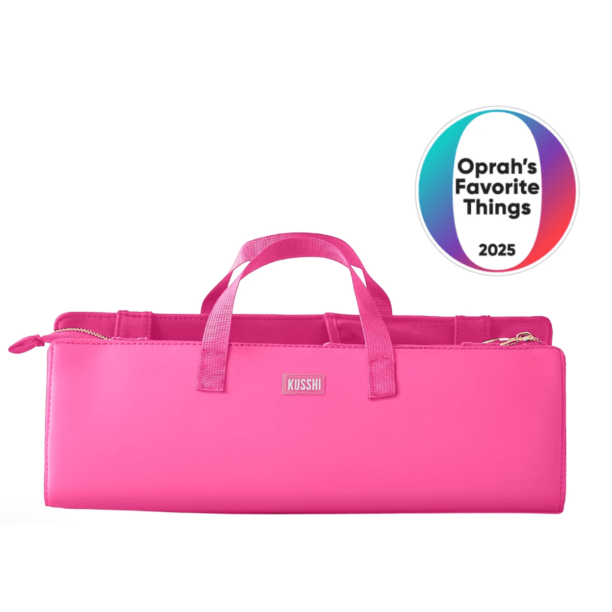 French Pink with Sherbert Interior Hair Tool Bag - White Farmhouse Flowers