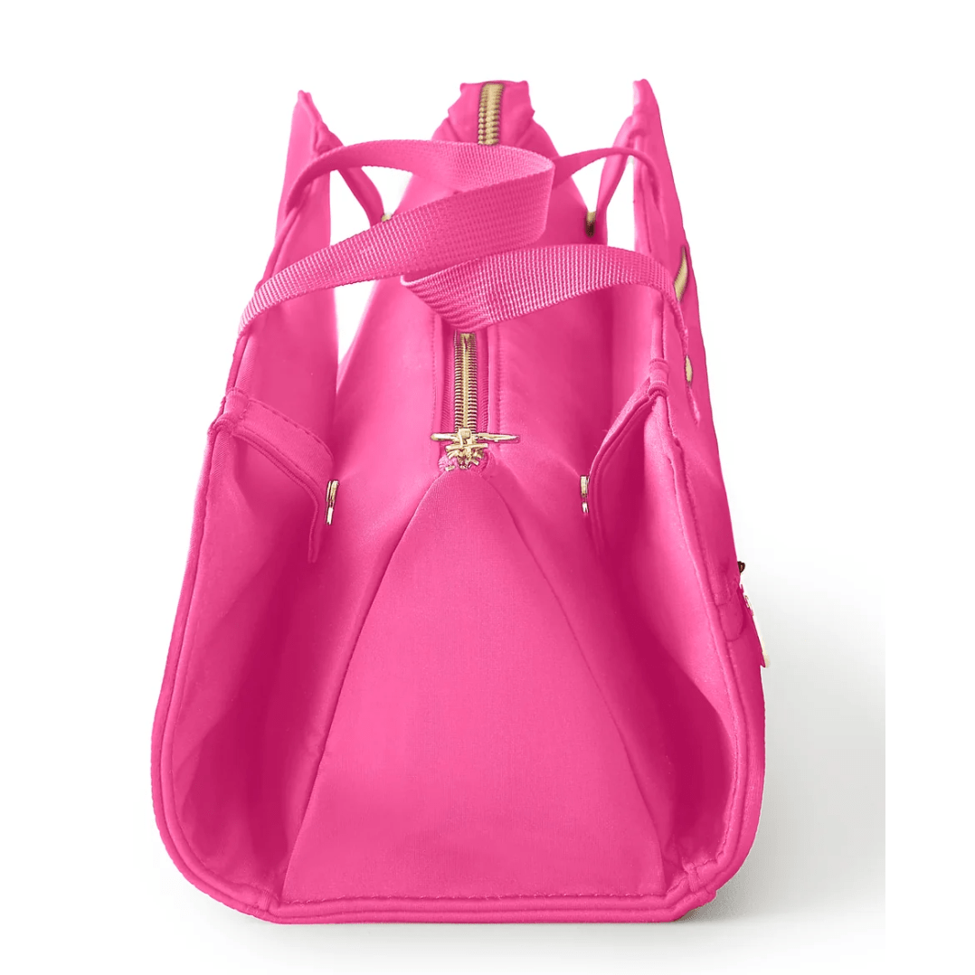 French Pink with Sherbert Interior Hair Tool Bag - White Farmhouse Flowers
